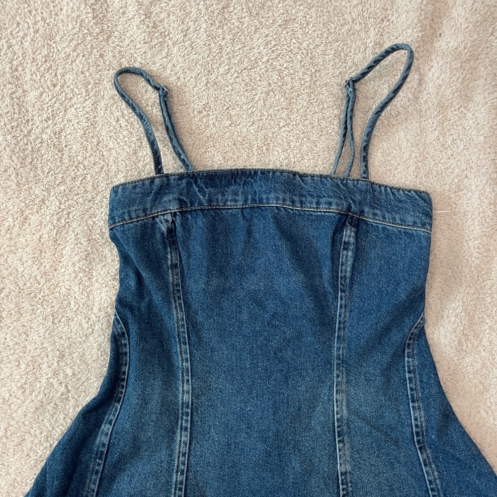 NEW Reformation Elma Denim Mini Dress Size 2 - Picture 7 of 11